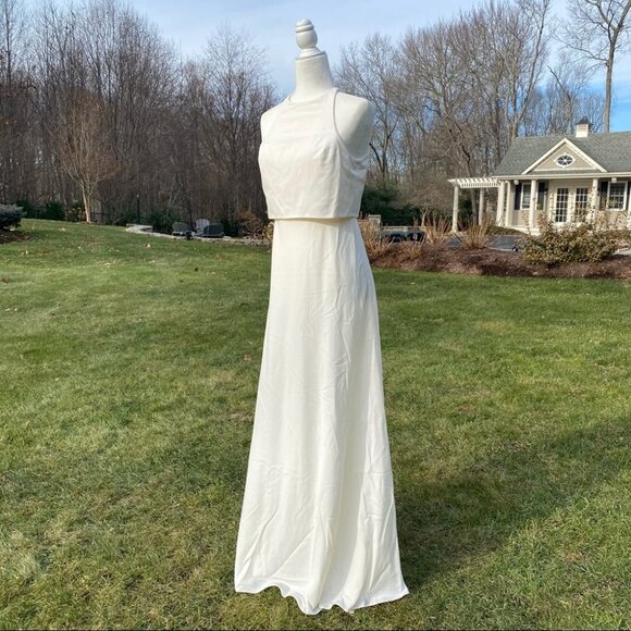 NWT Anthropologie BHLDN Jill Stuart Iva Crepe Maxi Dress Wedding White - Picture 11 of 14